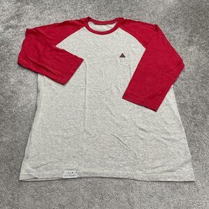 Pyramid Skateboard T-Shirt Men Large Red Gray Raglan 3/4 Sleeve Casual Skate Tee